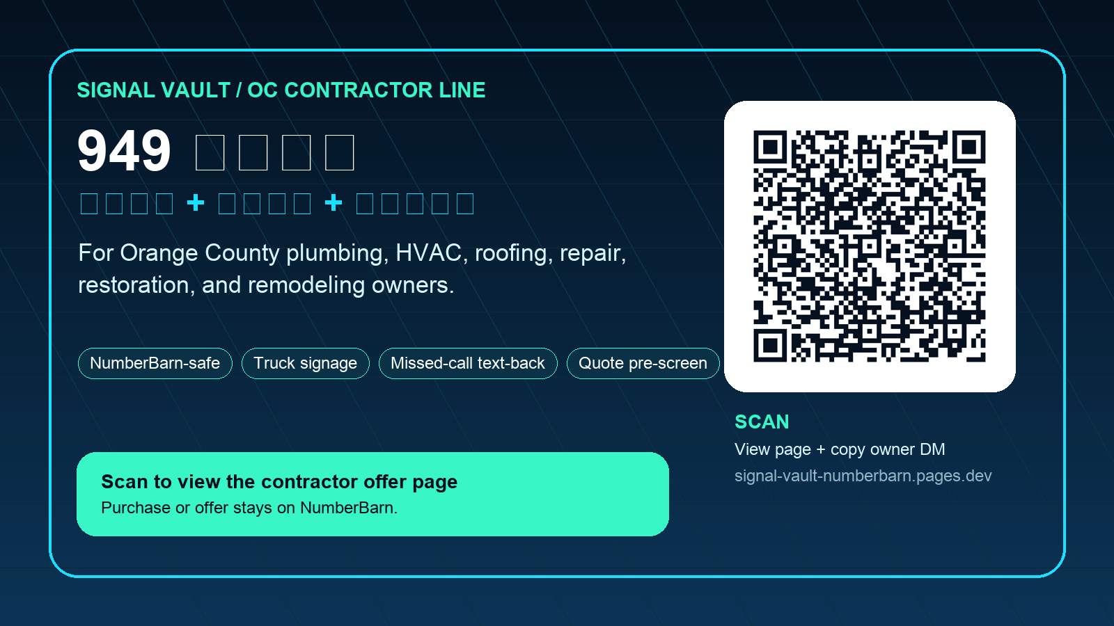 OC contractor emergency line 949 急单热线推广卡