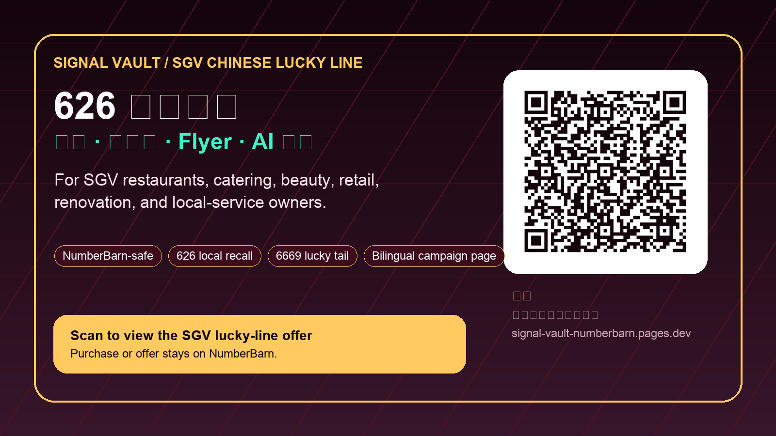 SGV 华人商家 626 吉祥热线推广卡